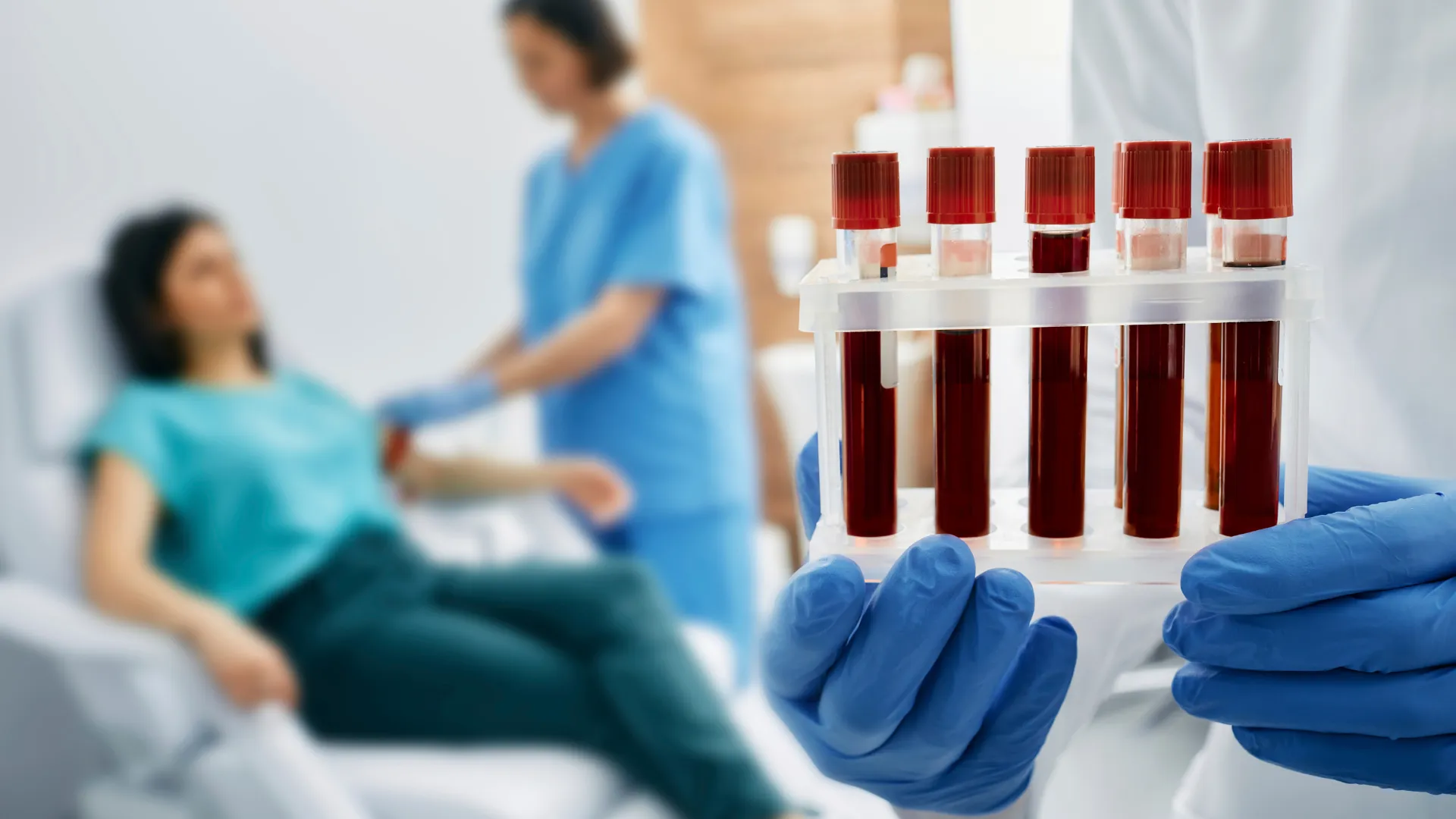 Blood sample tubes in the lab